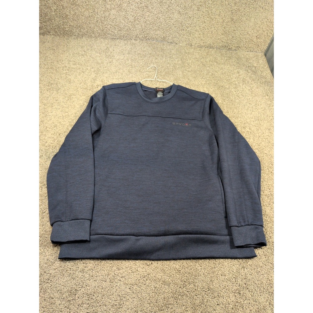 Spyder Active Mens Crewneck Sweatshirt Navy Blue Heathered Pullover Size M